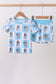 Blue character checkered bamboo pajama set
