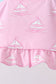Pink sailboat print ruffle 2pc swimsuit