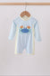 Blue crab applique plaid one-piece swimsuit