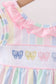 Rainbow stripe butterfly smocked ruffle bloomer set