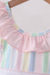 Rainbow stripe butterfly smocked ruffle one-piece swimsuit