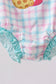 Green plaid horse applique rashguard