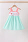 Green Marine Embroidered Jacquard Dress