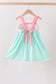 Green Marine Embroidered Jacquard Dress