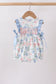 Blue Floral Smocked Ruffle Bubble