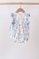 Blue Floral Smocked Ruffle Bubble