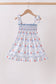 Blue Sailboat Smocked Dress