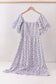 Blue Floral Smocked Women Dress