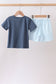 Blue Cow Plaid Embroidered Set