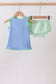 Blue Tractor Applique Seersucker Bloomer Set