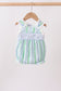 Green Stripe Smocked Bow Seersucker Bubble