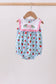 Blue Strawberry Embroidered Ruffle Bow Bubble