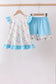 Blue Floral Ruffle Set