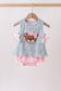 Green Bear Floral Applique Bubble