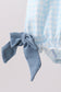 Blue Plaid Embroidered Bow Bubble