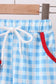 Blue Apple Appliqué Gingham Shorts Set