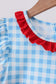 Blue Apple Appliqué Gingham Ruffle Set