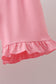 Pink Rose Apple Embroidery Ruffle Dress