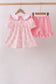 Pink Rose Apple Embroidery Ruffle Dress