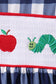 Navy Apple Smocked Ruffle Gingham Set