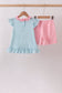 Blue Stripe Schoolhouse Appliqué Ruffle Set