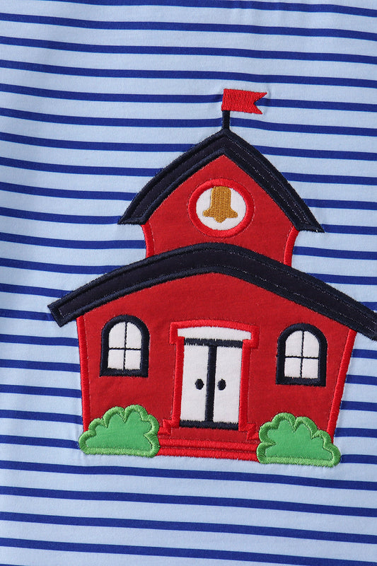 Blue Stripe Schoolhouse Appliqué Set
