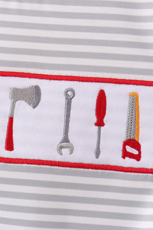 Red Toolbox Embroidery stripe bubble