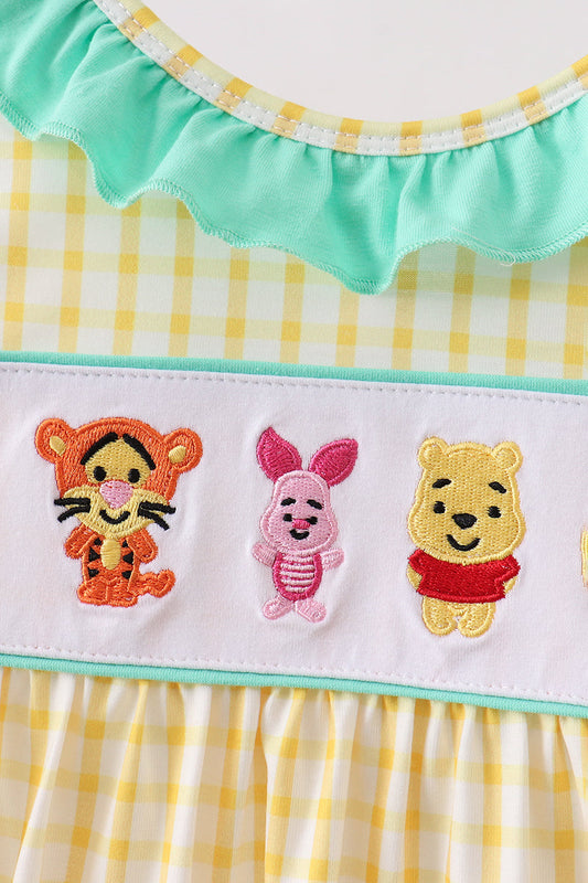 Mustard Honey Bear Embroidered Dress
