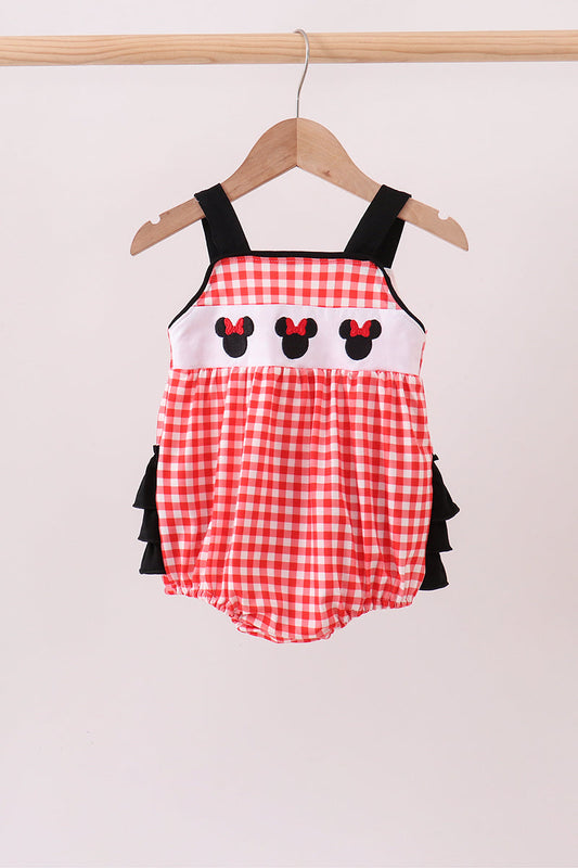 Red Character Plaid Embroidered Bubble