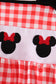 Red Character Plaid Embroidered Bubble