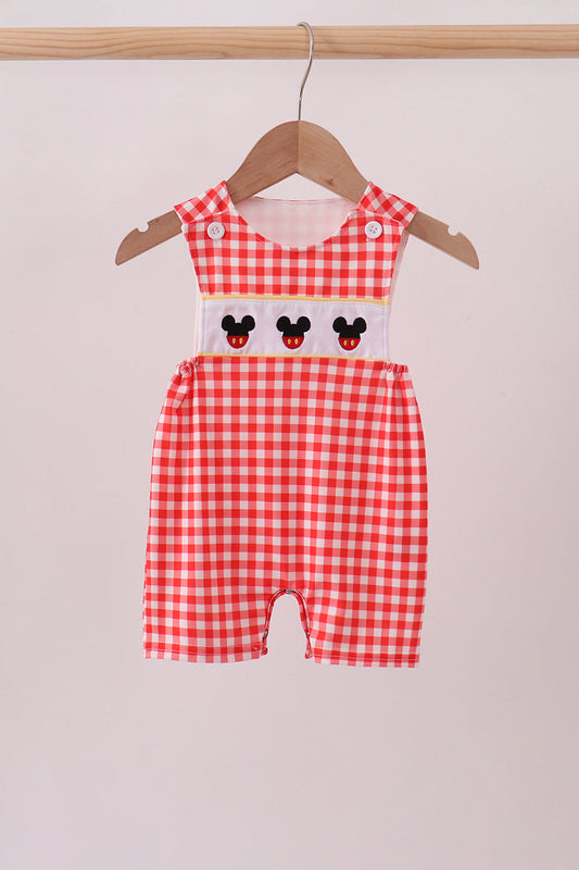 Red Character Plaid Embroidered Jon Jon