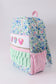 Blue Floral Character French Knot Ruffle Backpack