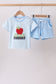 Blue Stripe Apple Book Appliqué Set