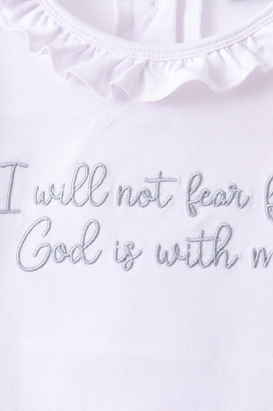 Blue Faith Quote Embroidered Ruffle Shorts Set