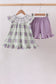 Purple Floral Smocked Bloomer Set