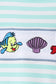 Blue Stripe under the sea Embroidered Set