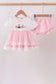 Pink Pencil ABC embroidery gingham bloomer set