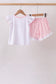 Pink Pencil ABC embroidery gingham ruffle shorts set