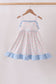 Blue Floral Print Ruffle Dress