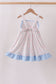 Blue Floral Print Ruffle Dress