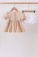 Khaki Puppy Smocked Bloomer Set
