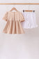 Khaki Puppy Smocked Ruffle Shorts Set