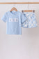 Blue Shells Embroidered Shorts Set