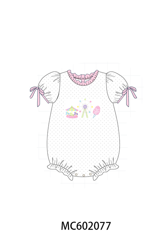 Pink Carousel Embroidered Bubble