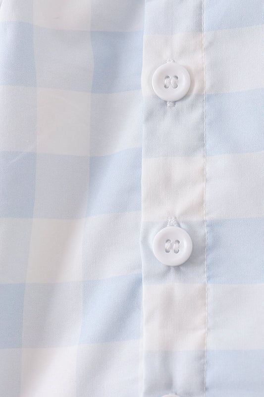 Blue Gingham Shorts Set