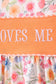 Coral Jesus Loves me Embroidered Floral Shorts Set