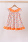 Coral Jesus Loves me Embroidered Floral Ruffle Dress