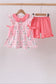 Pink Floral Ruffle Shorts Set