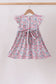 Blue Floral Smocked Ruffle Dress