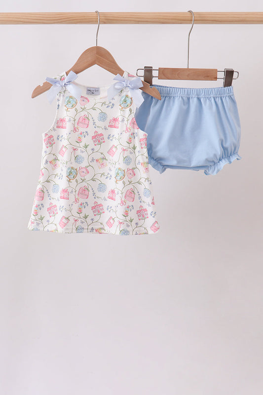 Blue Hydrangea Ruffle Bloomer Set